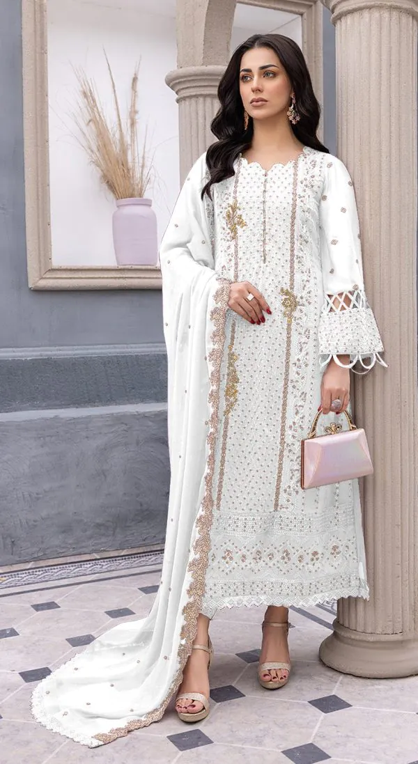 Glamorous White Color Heavy Georgette Embroidery Salwar Suit