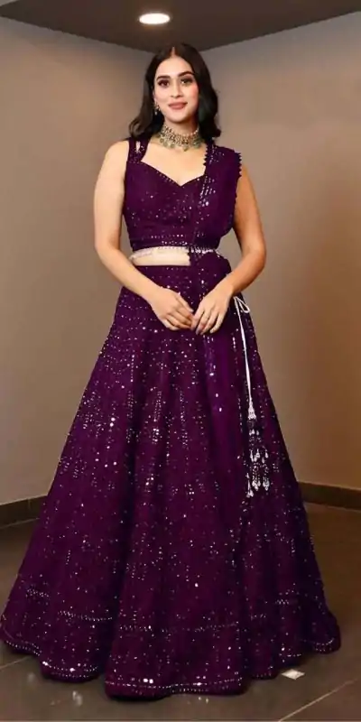 Glamorous Wine Color Georgette Embroidery Lehenga Choli
