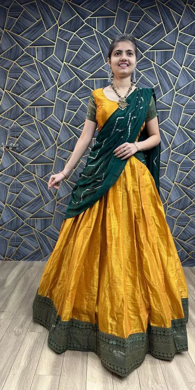 Glamorous Yellow Color Choline Jaccard Patta Lehenga Choli