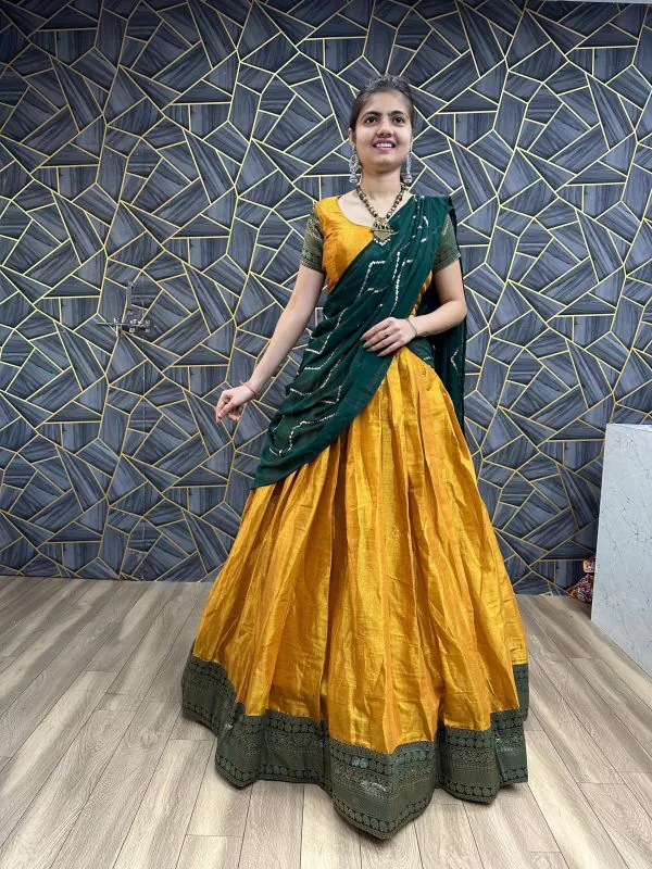 Glamorous Yellow Color Choline Jaccard Patta Lehenga Choli