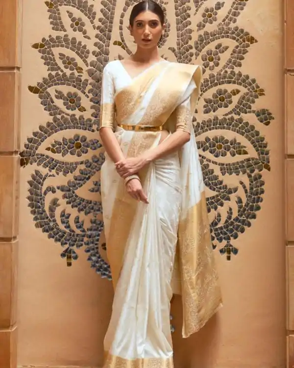 Grace Off White Color Soft Kanjivaram Pattu Jacquard Silk Saree