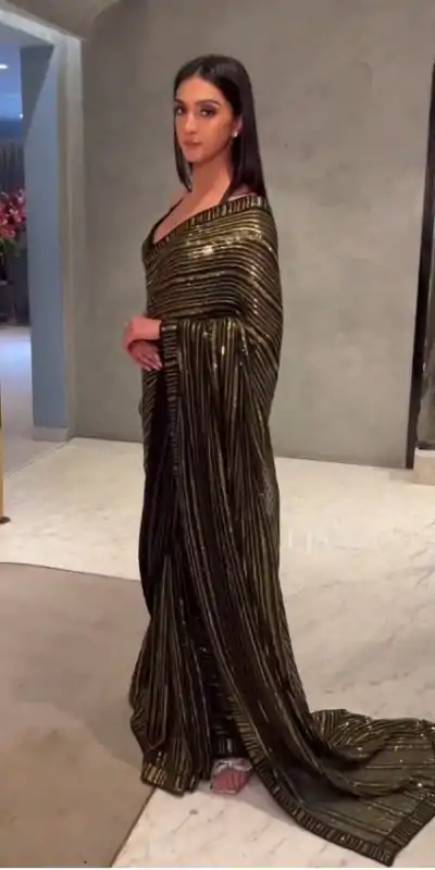 Graceful Black Color Georgette Sequence Thread Work Saree