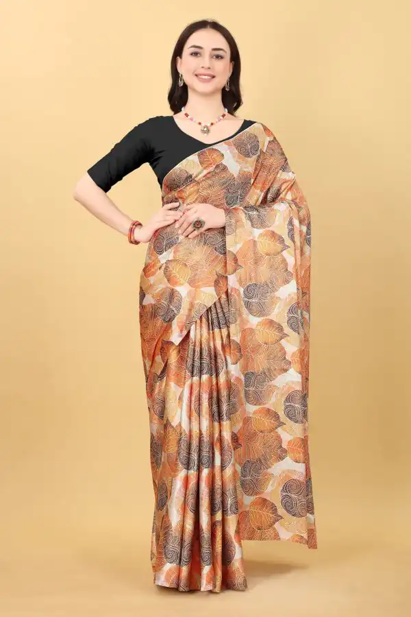 Graceful Peach Color Devsena Soft Silk Saree Digital Print Saree