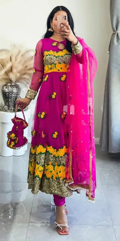 Graceful Pink Color Soft Net Thread With Sequence Salwar Suit