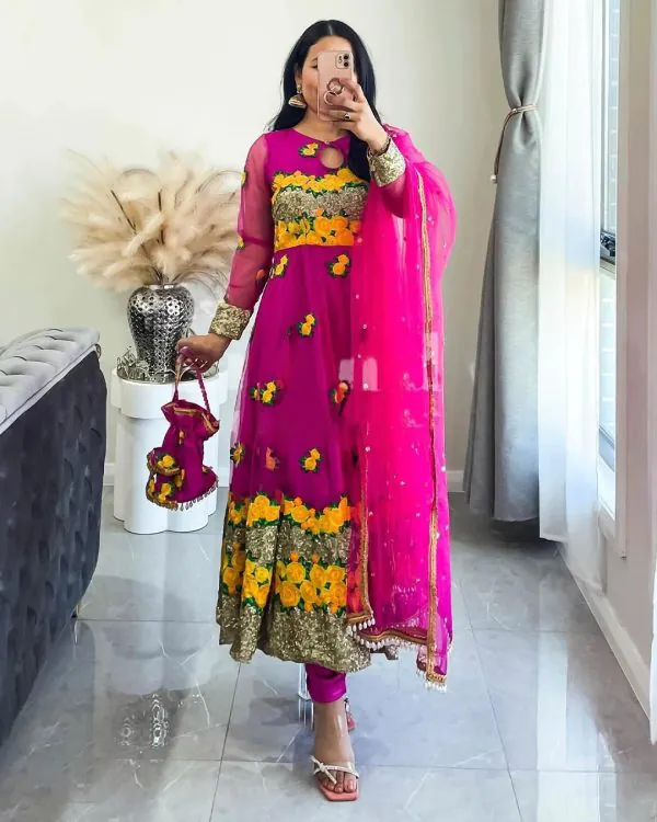 Graceful Pink Color Soft Net Thread With Sequence Salwar Suit
