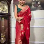 Graceful Red Banarasi Soft Silk Extra Ordinary Design Saree