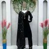 Grand Black Color Velvet Thread Work With Real Mirror Salwar Suit