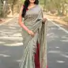 Grand Grey Color Viscos Cotton Silk Beautiful Rich Pallu Saree