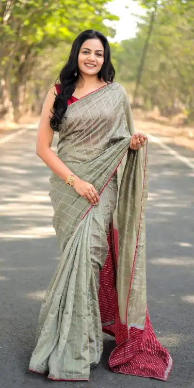 Grand Grey Color Viscos Cotton Silk Beautiful Rich Pallu Saree