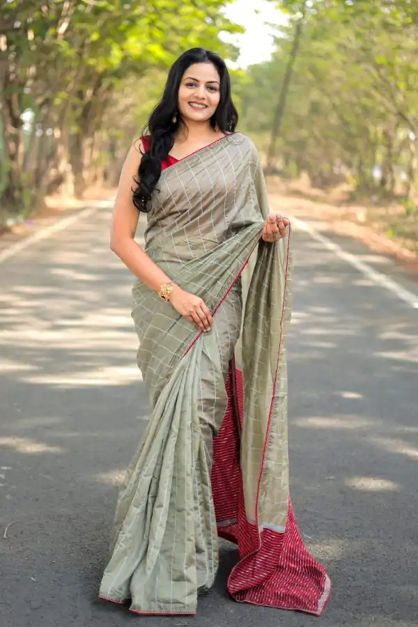 Grand Grey Color Viscos Cotton Silk Beautiful Rich Pallu Saree