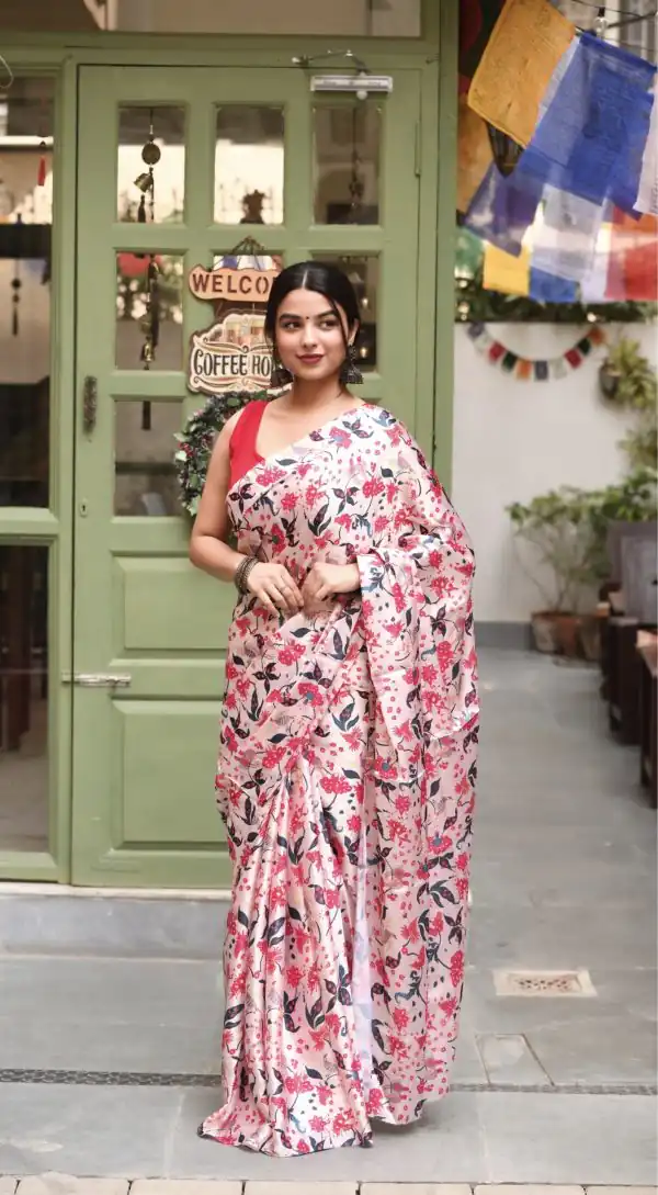 Luminous Peach Heavy Devsena Soft Silk Digital Printed Saree