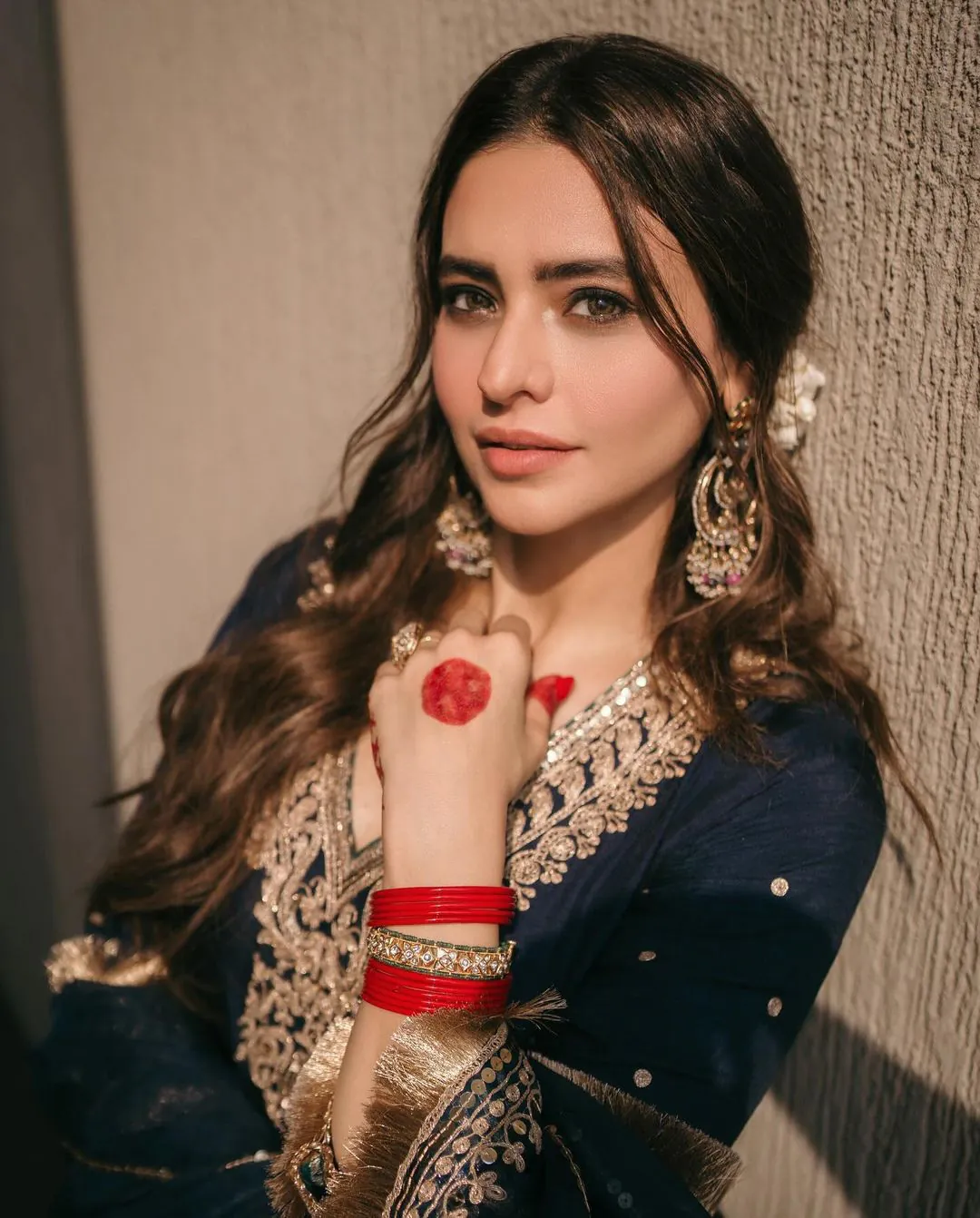 Majestic Navy Blue Color Chinnon Silk Embroidery Salwar Suit - Image 3