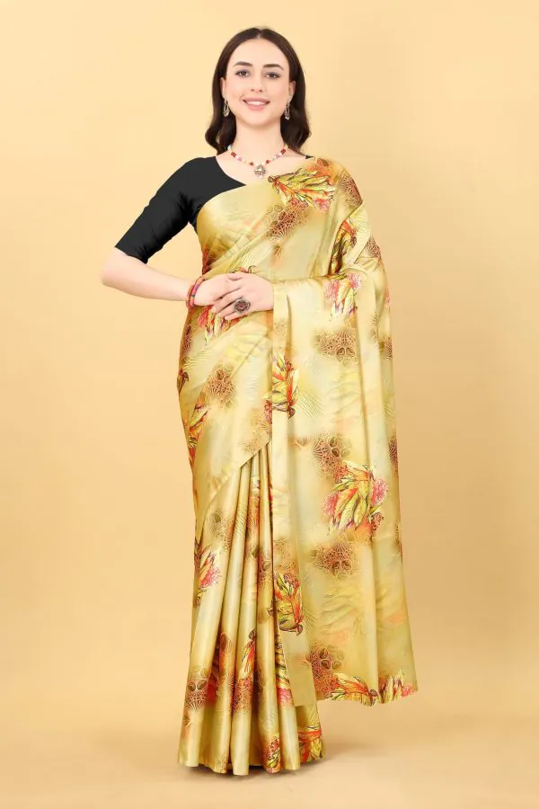 Majestic Yellow Color Devsena Soft Silk Digital Printed Saree