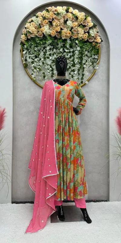 Mesmerizing Green Color Faux Georgette Digital Print Salwar Suit