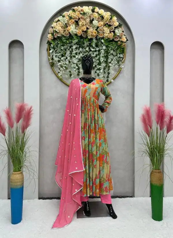 Mesmerizing Green Color Faux Georgette Digital Print Salwar Suit