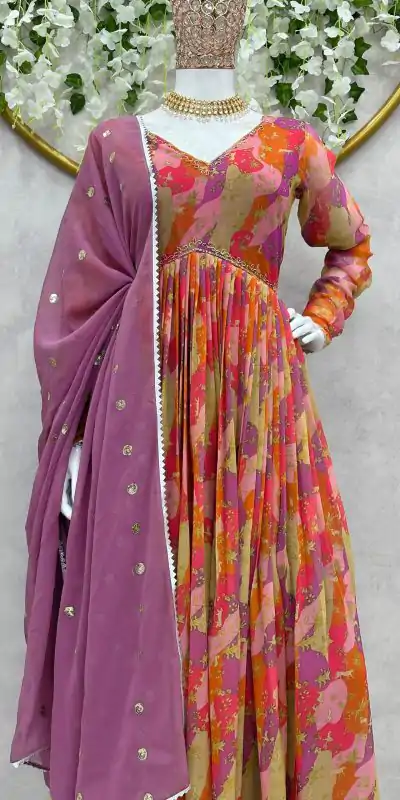 Mesmerizing Pink Color Faux Georgette Digital Print Salwar Suit