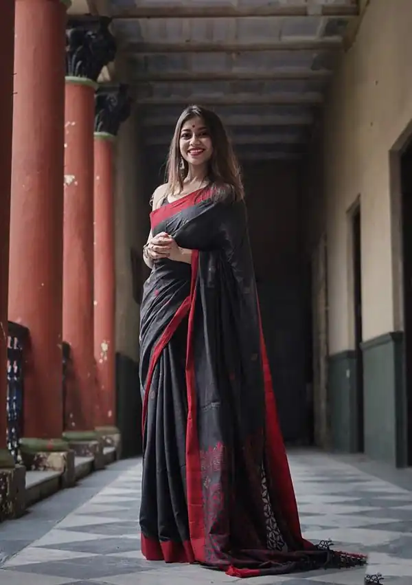 Mystical Black Color Soft Lilan Slab And Beautiful Rich Pallu Saree