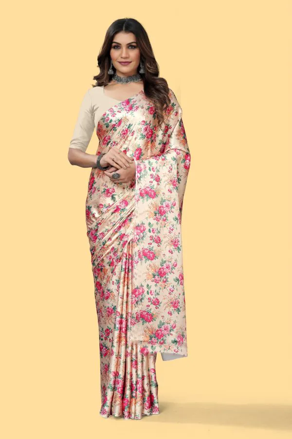 Nice Cream Color Devsena Soft Silk Digital Printed Work Saree