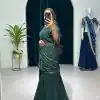 Nice Green Color Georgette Embroidery Moti Work Lehenga Saree
