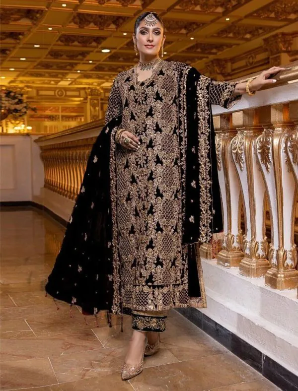 Perfect Black Color Georgette Coding Embroidery Stone Kurti