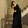 Perfect Black Color Georgette Heavy Sequins Embroidery Saree