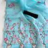 Perfect Blue Color Organza Beautiful Floral Digital Print Saree