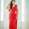 Perfect Red Color Georgette Double Run Embroidery Saree