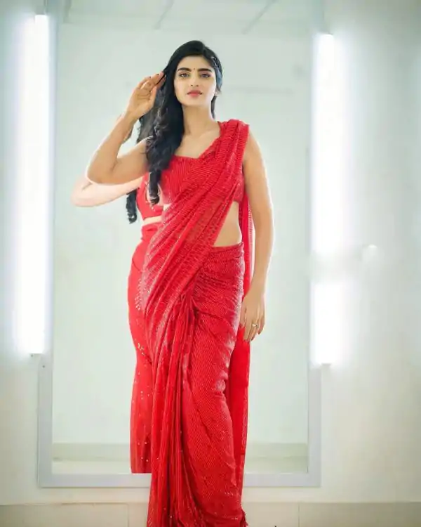 Perfect Red Color Georgette Double Run Embroidery Saree