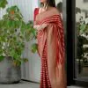 Perfect Red Color Soft Lichi Silk Cloth Rich Pallu Work Saree