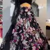 Perfectly Black Georgette Double Sequins Embroider Lehenga Choli