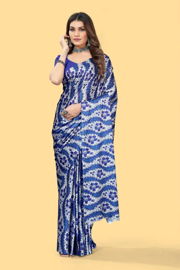 Pretty Blue Color Devsena Soft Silk Digital Printed Saree