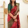 Pretty Red Color Soft Lichi Silk Cloth  Rich Pallu Work Saree