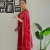 Pretty Red Color Soft Organza Zari With Sequence Saree