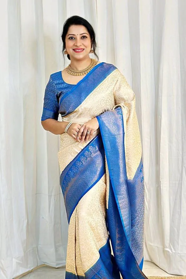 Radiant Golden Color Soft Lichi Silk Ordinary Design Pallu Saree