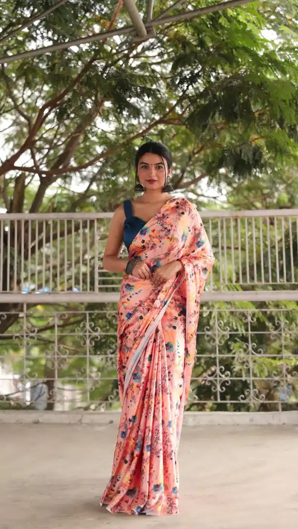 Radiant Orange Heavy Devsena Soft Silk Digital Printed Saree