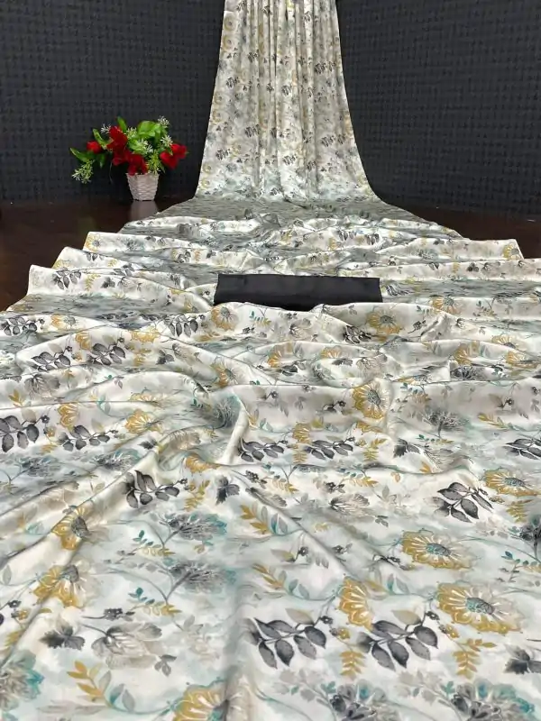 Softly Cream Color Devsena Soft Silk Saree Digital Print Saree