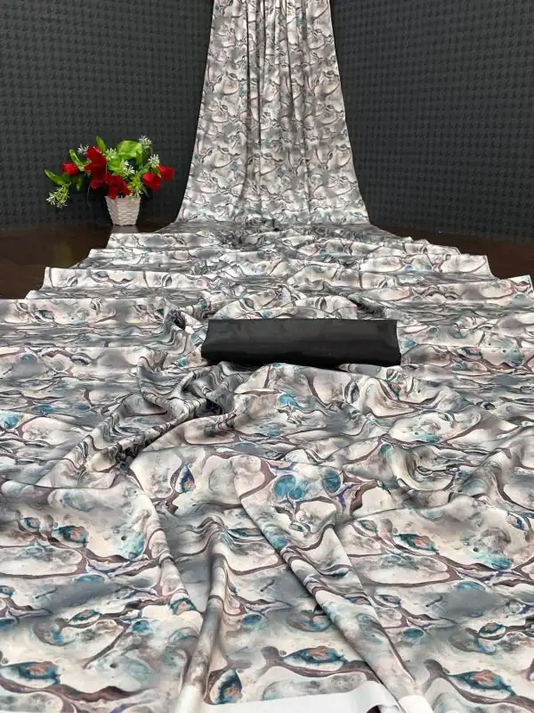 Softly Grey Color Devsena Soft Silk Saree Digital Print Saree