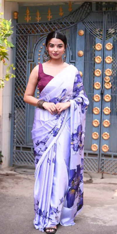 Softly Light Blue Heavy Devsena Soft Silk Digital Printed Saree