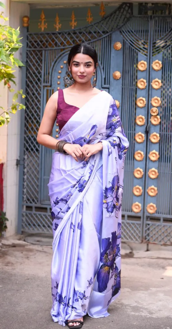 Softly Light Blue Heavy Devsena Soft Silk Digital Printed Saree