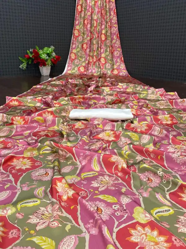 Softly Red Color Devsena Soft Silk Saree Digital Print Saree