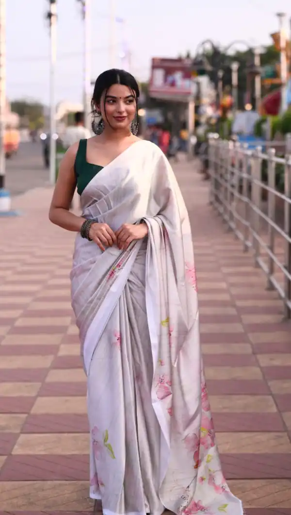 Softly White Color Heavy Devsena Soft Silk Digital Printed Saree
