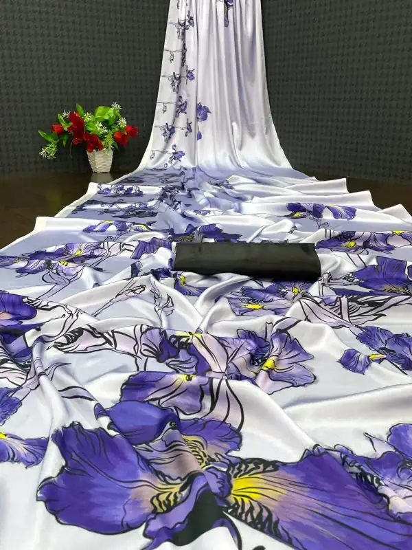 Softly White Color Devsena Soft Silk Saree Digital Print Saree