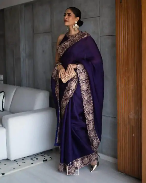 Splendorous Violet Faux Georgette Thread With Sequence Saree
