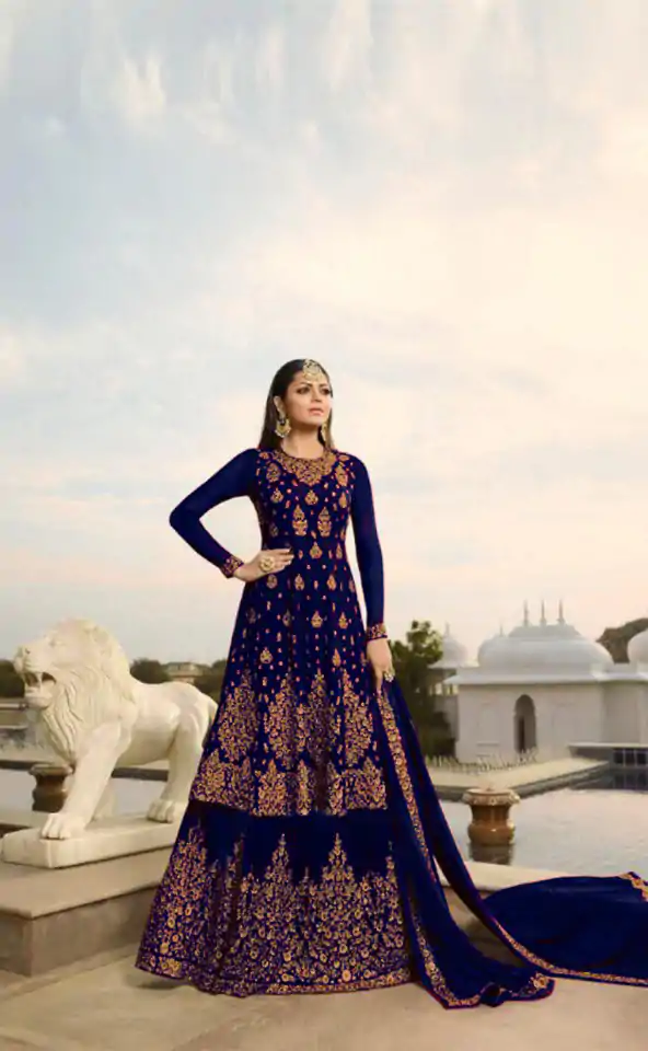 Stylish Purple Color Georgette With Embroidery Work Sharara Suit