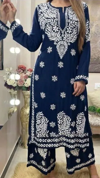 Sublime Black Color Rayon Chain-Stitch Sequence Salwar Suit