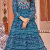 Sublime Blue Color Heavy Georgette Printed Embroidery Gown