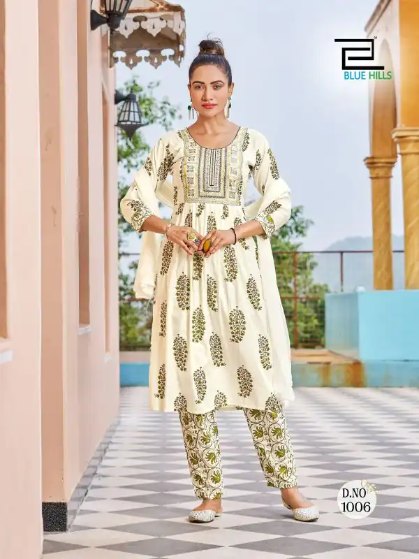 Sublime Cream Color Heavy Rayon With Embroidery Printed Kurti