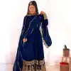 Sublime Blue Color Georgette Silk Embroidery Salwar Suit