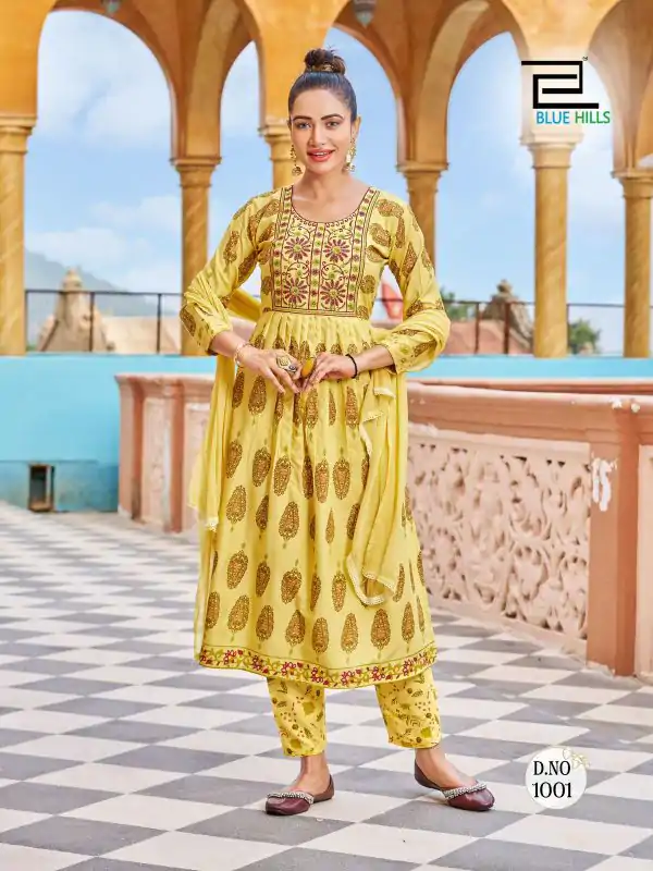 Sublime Yellow Color Heavy Rayon With Embroidery Printed Kurti