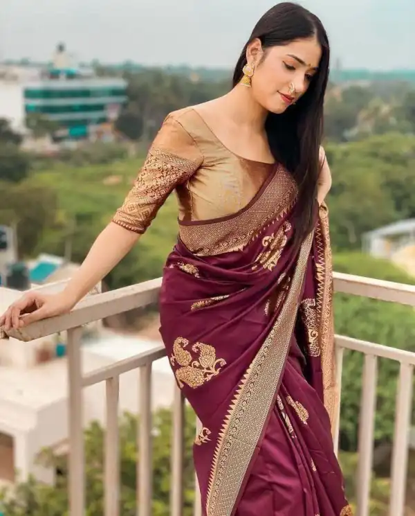 Super Maroon Soft Lichi Silk Ordinary Design Rich Pallu Saree